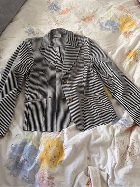 Striped Black and White Tailored Women's Blazer